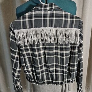 Swing Ahead (24) Wrangler Black and White Plaid Crop Top